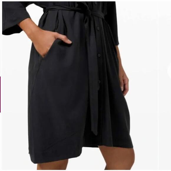 LULULEMON Perfectly Poised Dress Shirtdress Black Sz 8 $148 {UU45} - Picture 2 of 6